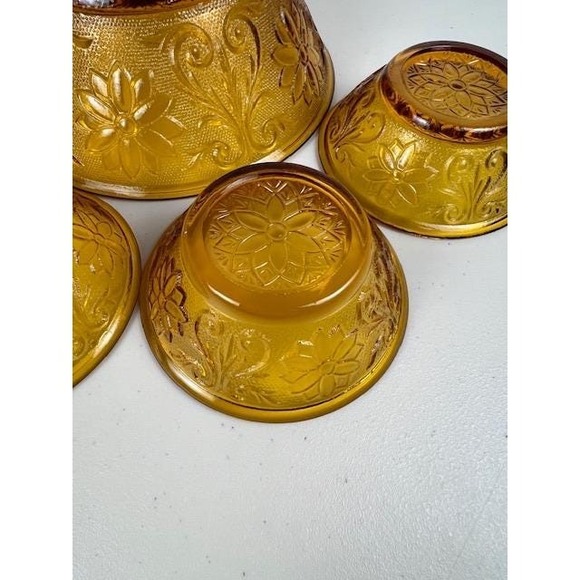 Vintage Amber Tiara Indiana glass large and small bowls serving‎ set mid century - Picture 14 of 16